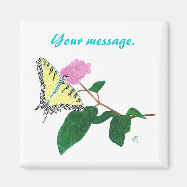 Gult Svärdtail Butterfly Flower Anpassningsbar Mag Magnet (Framsidan)
