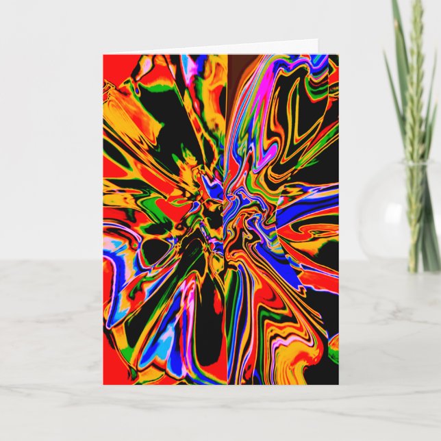 Gult, svart, blå Abstrakt Blå orange Blå design Kort (Framsida)