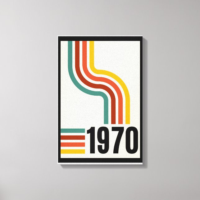 Gult Svart färgstarka ligner Retro 70-tal Poster Canvastryck (Framsida)
