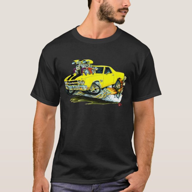 Gult-Svart för El Camino lastbil 1970 Tee Shirt (Framsida)
