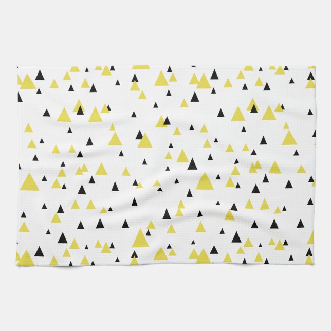 Gult & svart Geometric Mönster Kitchen Towel Kökshandduk (Horisontell)
