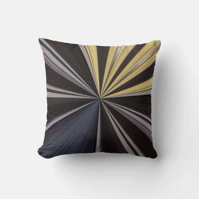 Gult, svart och Grått Art Deco Kudde (Framsida)