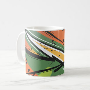 Gult, svart och Grönt Abstrakt Rörelse Kaffemugg