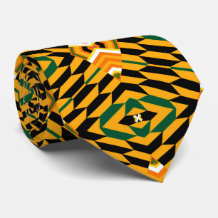 Gult, svart och Grönt, färgfull Kente-utskrift Slips