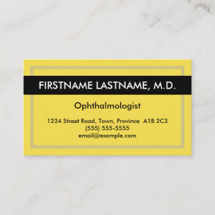 Gult svart, Ophthalmologistvisitkort Visitkort