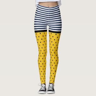 Gult & svart Polka dots, svartvitt, svartvitt Leggings