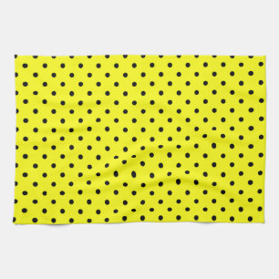 Gult svart polka punkt kökshandduk