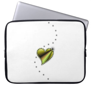 Gult svart regnbåge Heart med stjärnor Laptop Sleeve