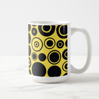 Gult, svarta Retro Circles Mugg