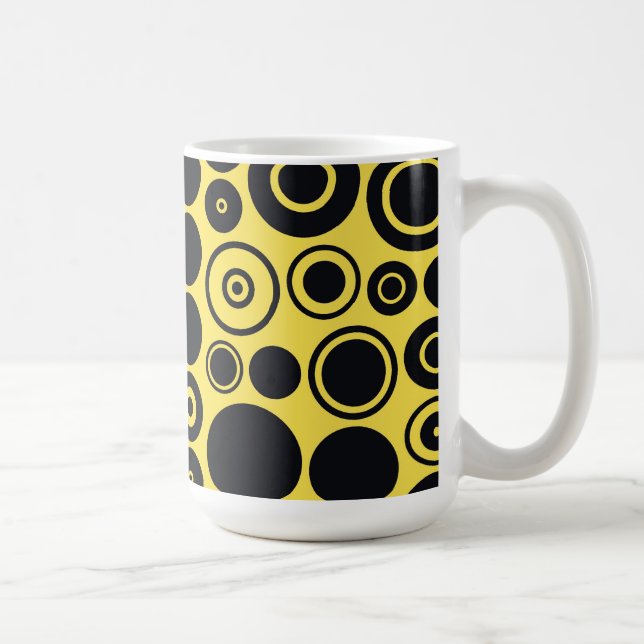 Gult, svarta Retro Circles Mugg (Höger)