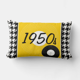 Gult, svartvit schackbrädeTema 1950 Lumbarkudde