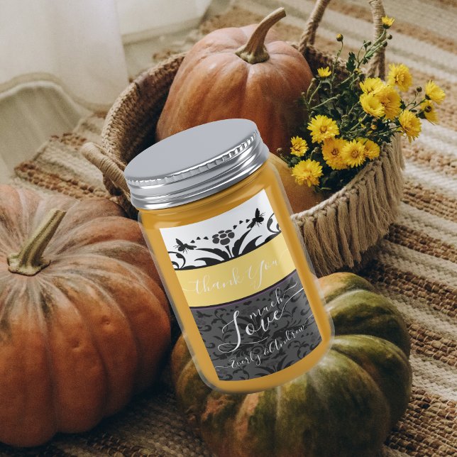 Gult-, svartvitt- och Grått Humla Blommigt-dämpare Adressetikett (Skapare uppladdad)