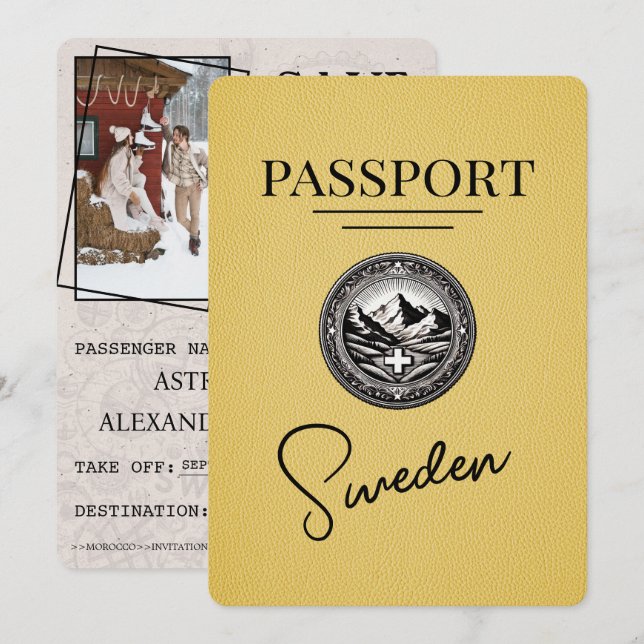 Gult Sverige Passport Spara datum Datumet (Fram/baksida)