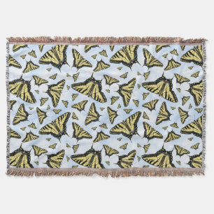 Gult Swallowtail Butterflies Blå himmel Filt