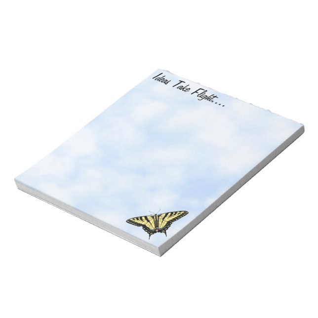 Gult Swallowtail Butterfly Blå himmel Personlig Anteckningsblock (Roterad)