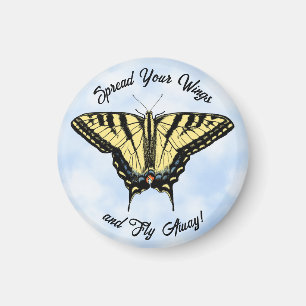 Gult Swallowtail Butterfly Blå himmel Personlig Magnet