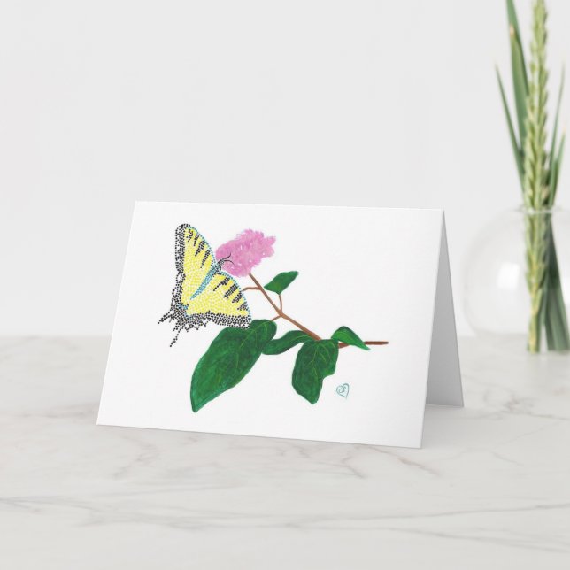 Gult Swallowtail Butterfly Pointillism Cards Kort (Framsida)