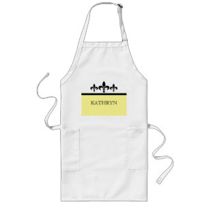 Gult Swanky Fleur De Lis Apron Långt Förkläde