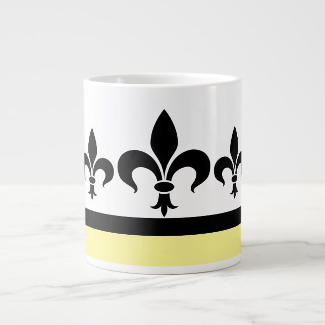 Gult Swanky Fleur De Lis Jumbo Mugg (Framsidan)