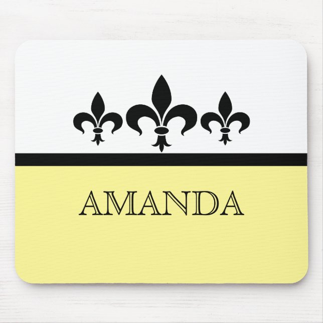 Gult Swanky Fleur De Lis Mousepad Musmatta (Framsidan)