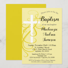 Gult Swirl Kor Baptism Investigation Girl Boy Inbjudningar