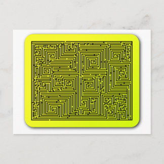 Gult Swirl Maze Vykort