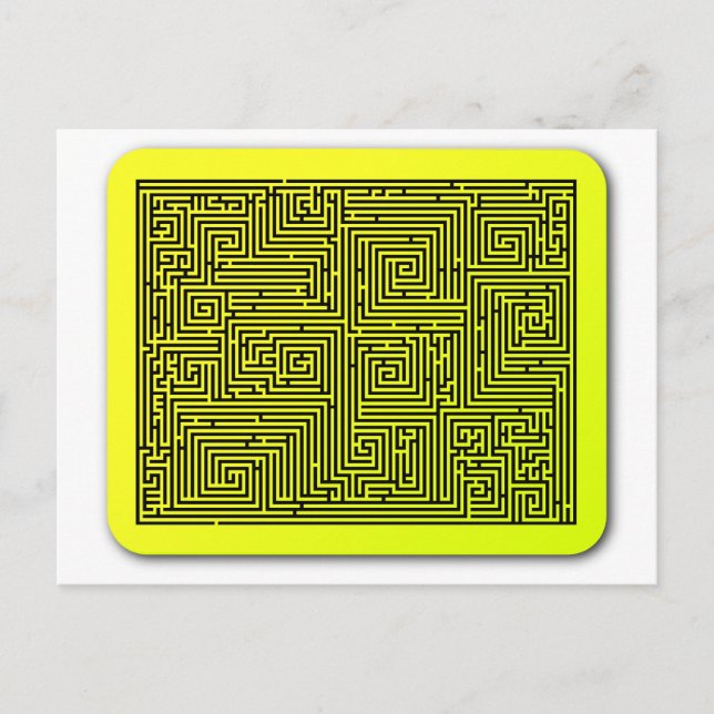 Gult Swirl Maze Vykort (Framsida)