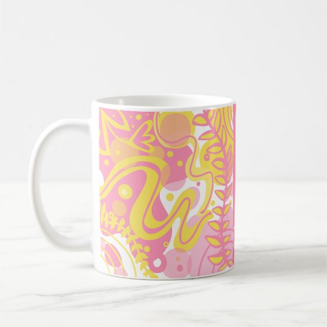 Gult Swirl Plantor Kaffemugg (Vänster)