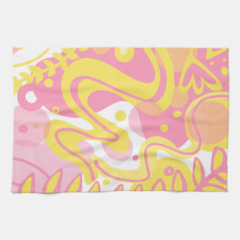 Gult Swirl Plantor Kökshandduk