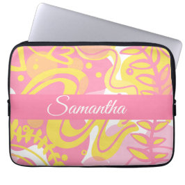 Gult Swirl Plantor Laptop Fodral