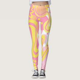 Gult Swirl Plantor Leggings