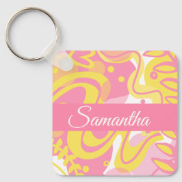 Gult Swirl Plantor Nyckelring