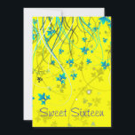 Gult Swirls Sweet sixteen Party-inbjudan Inbjudningar<br><div class="desc">gult av sweet sixteen och blåa blomstra designpartikbjudanden.</div>