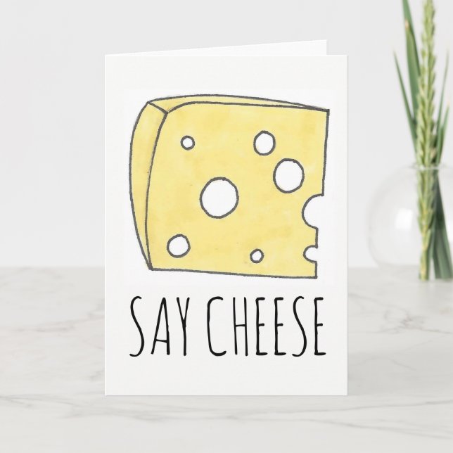 Gult Swiss Cheese Wedge say Cheese Food Foodie Kort (Framsida)