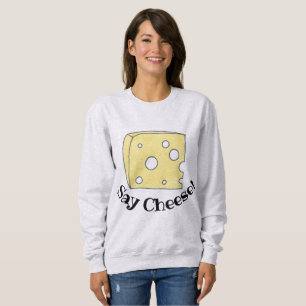 Gult Swiss Cheese Wedge say Cheese Food Foodie Tröja
