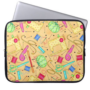 Gult Syningsnotioner Laptop sleeve