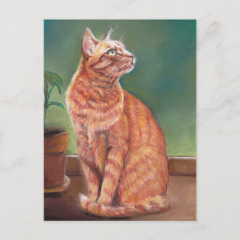 Gult Tabby katt Pastel Art Vykort