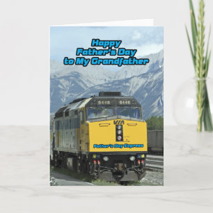 Gult Tåg Engine Lycklig Fars dag Farfar Kort