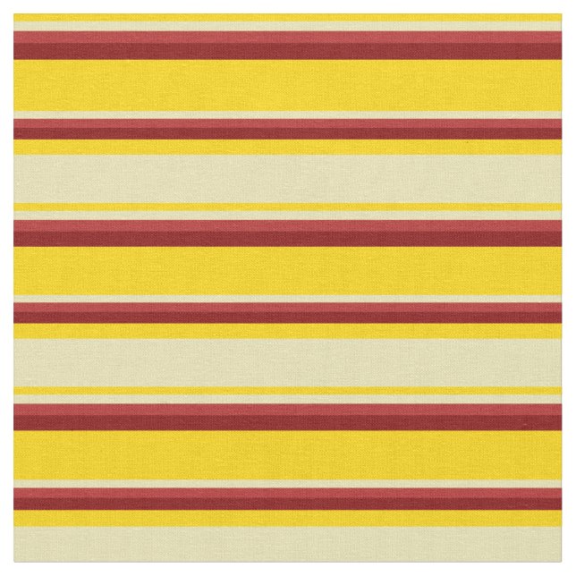 Gult, Tan, Red & Maroon Färgad Rand Tyg (Närbild)