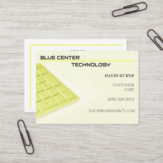 Gult Tangentbord informationsteknik Visitkort (Fram/Back In Situ)