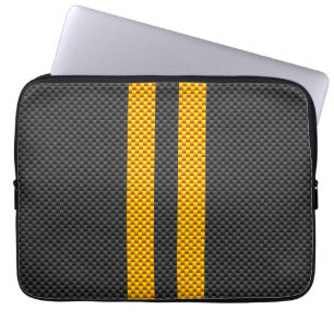 Gult Tävla Rand kolfiber Stil Laptop Sleeve