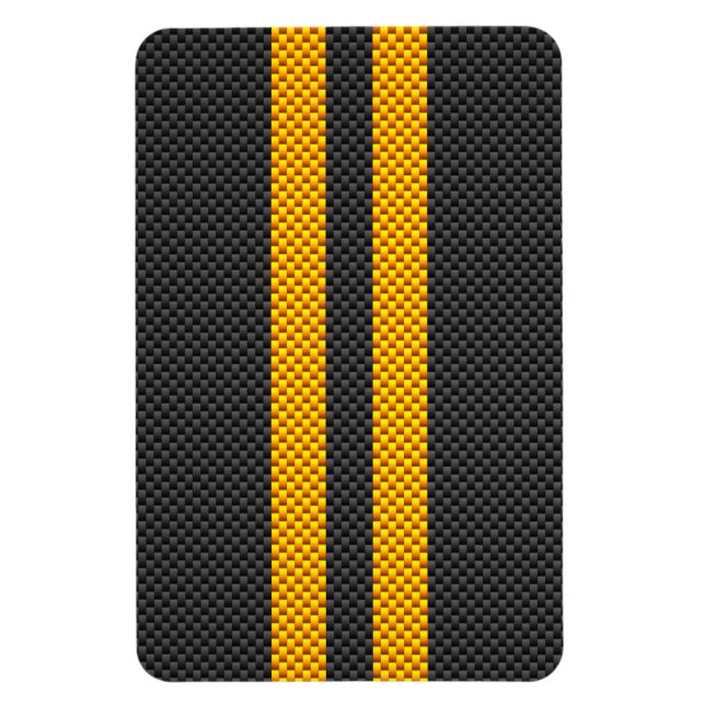 Gult Tävla Rand kolfiber Stil Magnet (Vertikal)