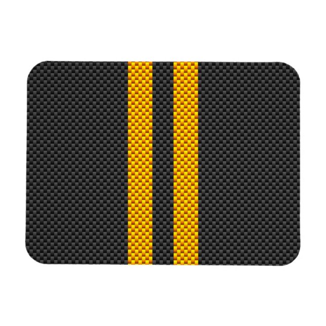 Gult Tävla Rand kolfiber Stil Magnet (Horisontell)