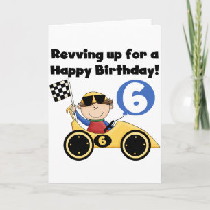 Gult Tävling Car 6e Birthday Tshirts and Gifts Kort