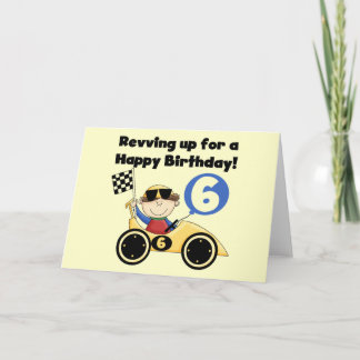 Gult Tävling Car 6e Birthday Tshirts and Gifts Kort