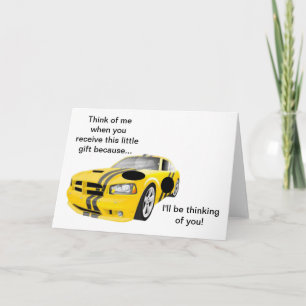 Gult Tävling Car Jag tänker på dig Card Kort