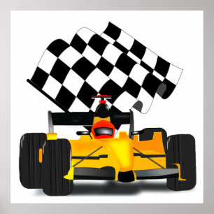 Gult Tävling med kontrollerad Flagga Poster