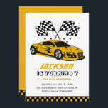 Gult Tävling Tävla Kids Boys Birthday Inbjudningar<br><div class="desc">För barn för rutdesign,  pojkar eller flickor som kör bil,  tävla för kärlek,  sportbil,  hastighet och bil för leksak. Perfekt för födelsedagsfest av byggtema. Du kan anpassa ordalydelsen så att den passar för andra tillfällen.</div>