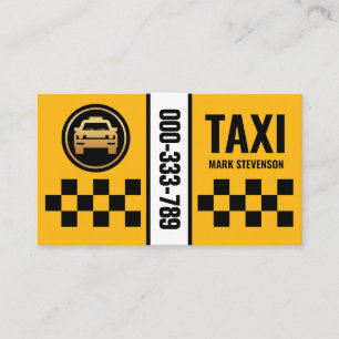 Gult Taxi Boxes Chauffeur Visitkort