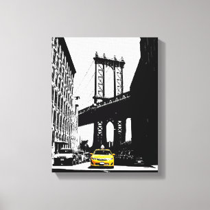 Gult Taxi Brooklyn Bridge Nyc New York City Art Canvastryck